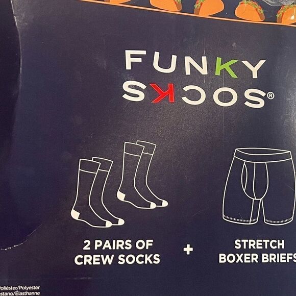 NEW MEN FUNKY 2 PAIRS CREW SOCKS + STRETCH BOXER BRIEFS SIZE XL - Picture 4 of 6
